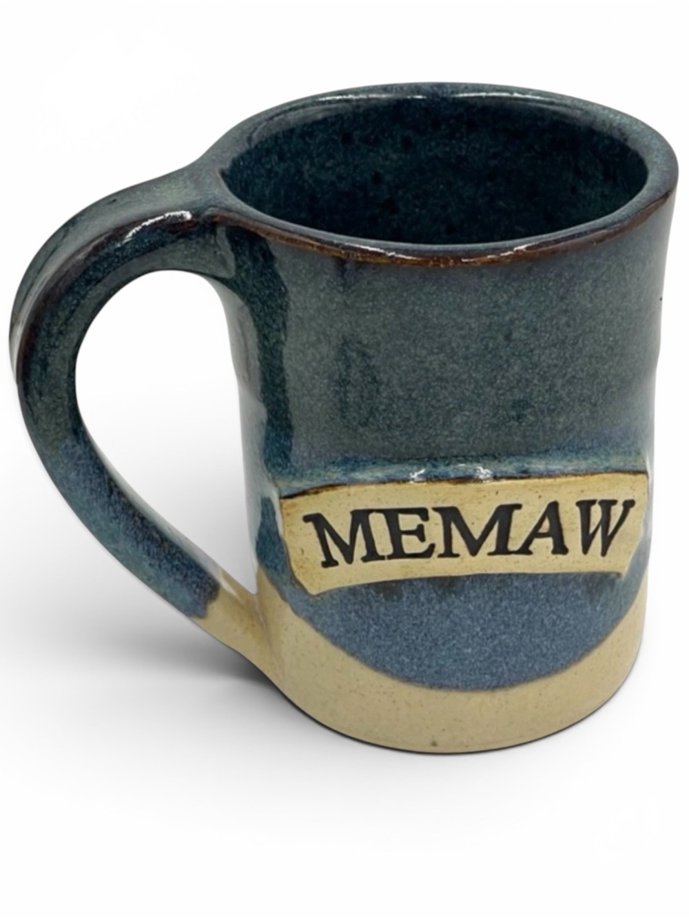 Handcrafted Blue Cream “Memaw” Pottery Mug‎ 12 Oz